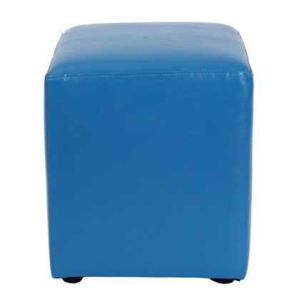 Taburet Cube, albastru, piele ecologica, 45x38x38 cm - imagine 3