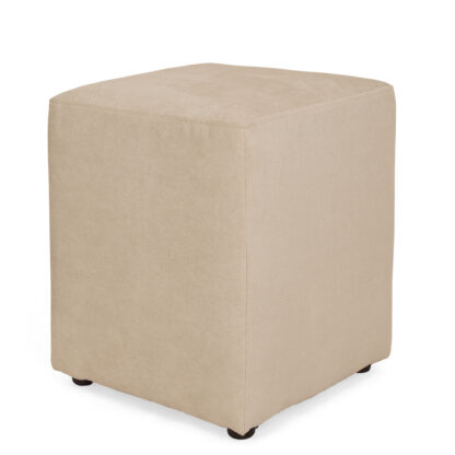 Taburet Cube, crem, stofa, 45x38x38 cm - imagine 4
