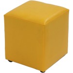 Taburet Cube, galben, piele ecologica, 45x38x38 cm - imagine 3