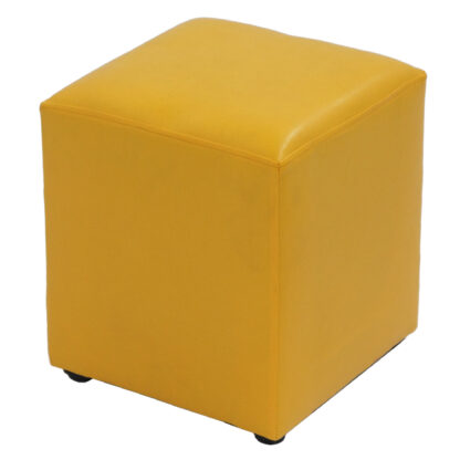 Taburet Cube, galben, piele ecologica, 45x38x38 cm - imagine 3