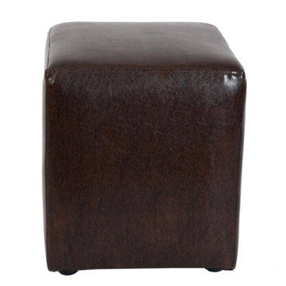 Taburet Cube, maro, piele ecologica, 45x38x38 cm - imagine 4