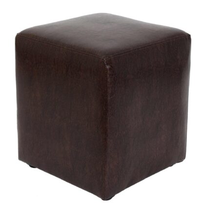 Taburet Cube, maro, piele ecologica, 45x38x38 cm - imagine 2