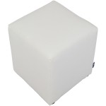Taburet Cube, alb, piele ecologica, 45x38x38 cm - imagine 3