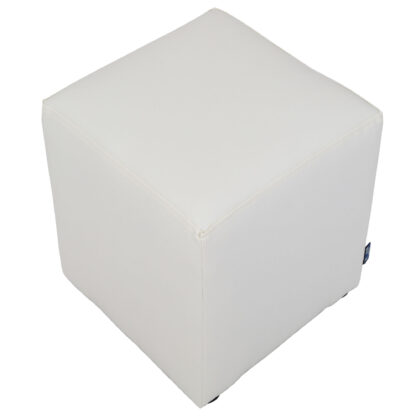 Taburet Cube, alb, piele ecologica, 45x38x38 cm - imagine 3