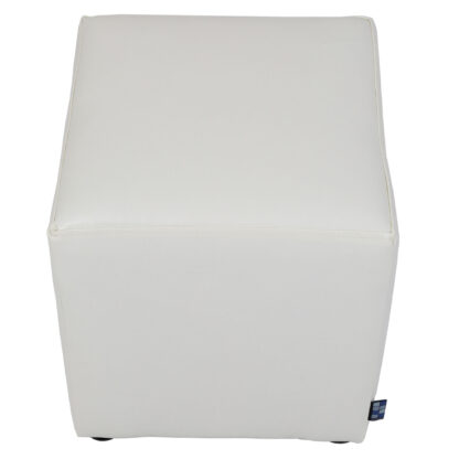 Taburet Cube, alb, piele ecologica, 45x38x38 cm - imagine 4