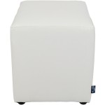 Taburet Cube, alb, piele ecologica, 45x38x38 cm - imagine 2