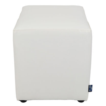 Taburet Cube, alb, piele ecologica, 45x38x38 cm - imagine 2