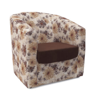 Fotoliu Tudor, maro-floral, stofa, 68x67x75 cm