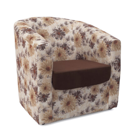 Fotoliu Tudor, maro-floral, stofa, 68x67x75 cm