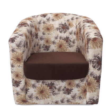 Fotoliu Tudor, maro-floral, stofa, 68x67x75 cm - imagine 2
