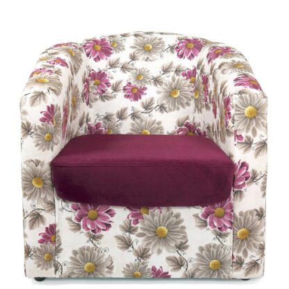 Fotoliu Tudor Floral, mov, stofa, 68x67x75 - imagine 3