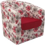 Fotoliu Tudor Floral, rosu, stofa, 68x67x75 - imagine 3