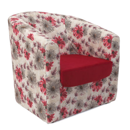 Fotoliu Tudor Floral, rosu, stofa, 68x67x75 - imagine 3