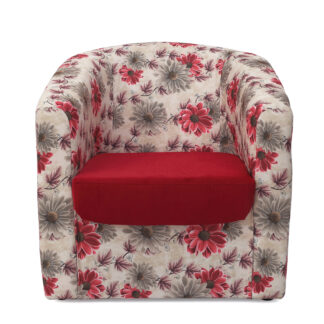 Fotoliu Tudor, rosu-floral, stofa, 68x67x75 cm