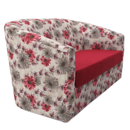 Canapea Tudor Floral, rosu, stofa, 68x130x75 cm