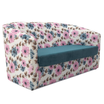 Canapea Tudor Floral, turcoaz, stofa, 130x68x75 cm - imagine 3