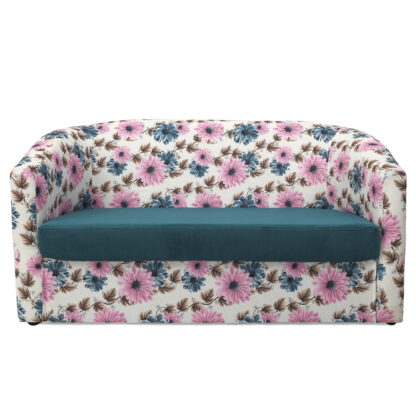 Canapea Tudor Floral, turcoaz, stofa, 130x68x75 cm - imagine 2