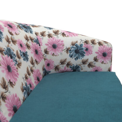 Canapea Tudor Floral, turcoaz, stofa, 130x68x75 cm - imagine 4