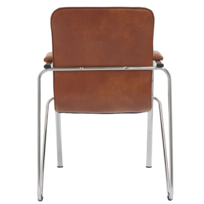 Scaun Ana, piele ecologica, cadru cromat, culoare cognac 60x88x58 cm