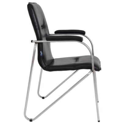 Scaun Ana, piele ecologica, cadru cromat, culoare negru 60x88x58 cm - imagine 3