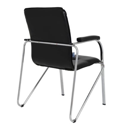 Scaun Ana, piele ecologica, cadru cromat, culoare negru 60x88x58 cm - imagine 2