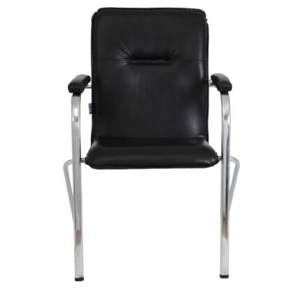 Scaun Ana, piele ecologica, cadru cromat, culoare negru 60x88x58 cm - imagine 4