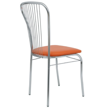 Scaun Arco, cadru cromat, portocaliu, imitatie piele, 93x48x45 cm - imagine 4