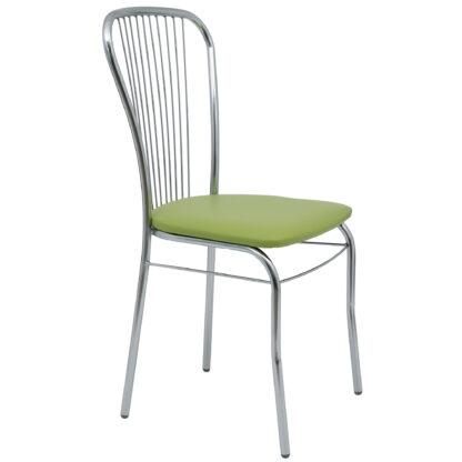 Scaun Arco, cadru cromat, verde, imitatie piele, 93x48x45 cm
