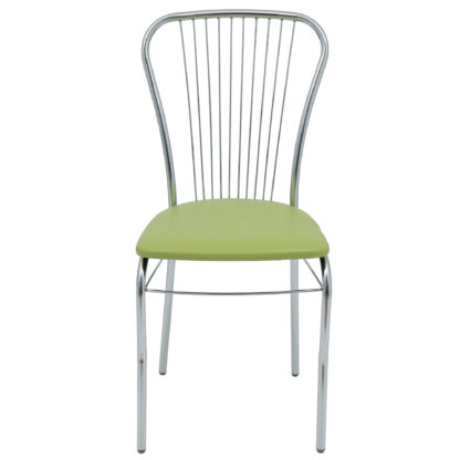 Scaun Arco, cadru cromat, verde, imitatie piele, 93x48x45 cm - imagine 3