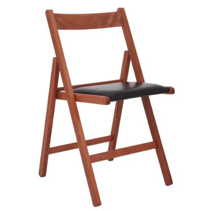 Scaun Basic Tapitat, cadru cires, wenge, imitatie piele, 78.5x42.5x49 cm