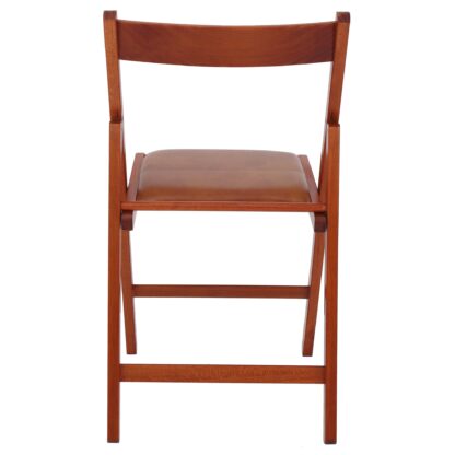 Scaun Basic Tapitat, cadru cires, cognac, imitatie piele, 78.5x42.5x49 cm - imagine 2