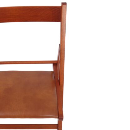Scaun Basic Tapitat, cadru cires, cognac, imitatie piele, 78.5x42.5x49 cm - imagine 3