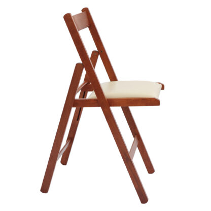 Scaun Basic Tapitat, cadru cires, crem, imitatie piele, 78.5x42.5x49 cm - imagine 3