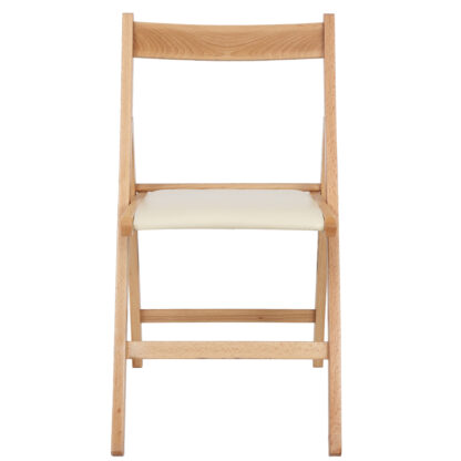 Scaun Basic Tapitat, cadru natur, crem, imitatie piele, 78.5x42.5x49 cm - imagine 2