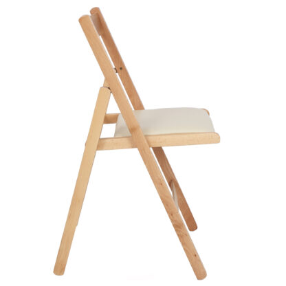 Scaun Basic Tapitat, cadru natur, crem, imitatie piele, 78.5x42.5x49 cm - imagine 3