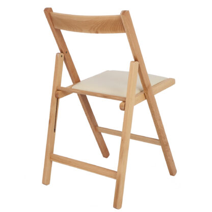 Scaun Basic Tapitat, cadru natur, crem, imitatie piele, 78.5x42.5x49 cm - imagine 4