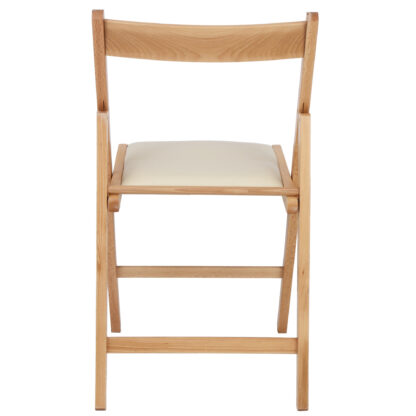 Scaun Basic Tapitat, cadru natur, crem, imitatie piele, 78.5x42.5x49 cm - imagine 5