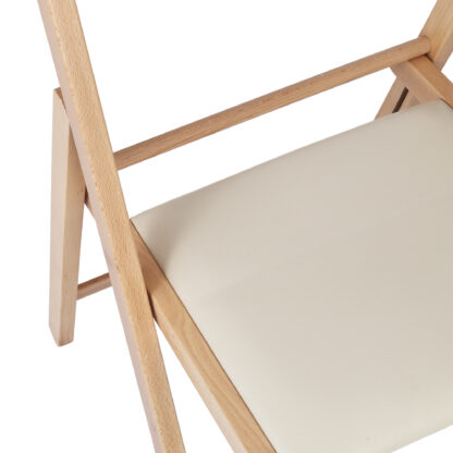 Scaun Basic Tapitat, cadru natur, crem, imitatie piele, 78.5x42.5x49 cm - imagine 6