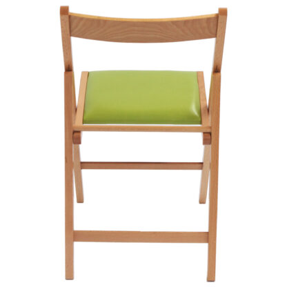 Scaun Basic Tapitat, cadru natur, verde, imitatie piele, 78.5x42.5x49 cm - imagine 2