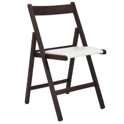 Scaun Basic Tapitat, cadru wenge, alb, piele ecologica, 78.5×42.5×49 cm