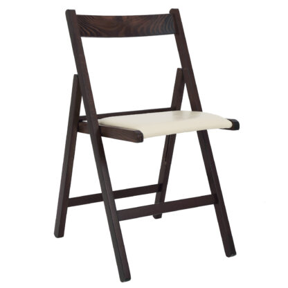 Scaun Basic Tapitat, cadru wenge, crem, piele ecologica, 78.5×42.5×49 cm