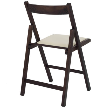 Scaun Basic Tapitat, cadru wenge, crem, piele ecologica, 78.5×42.5×49 cm - imagine 3
