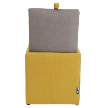 Taburet Box, corp galben, capac gri deschis, stofa, 41x37x37 cm - imagine 2