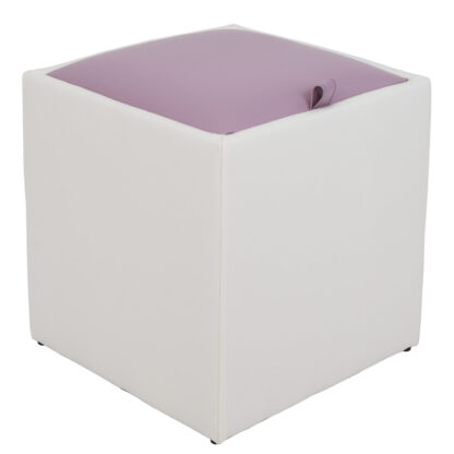 Taburet Box, alb-mov, imitatie piele, 41x37x37 cm - imagine 2