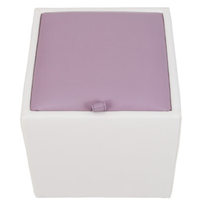 Taburet Box, alb-mov, imitatie piele, 41x37x37 cm - imagine 3