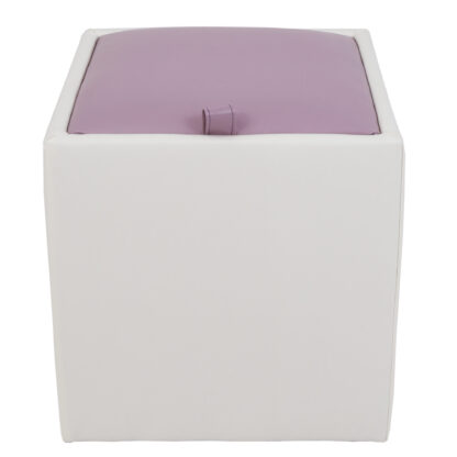 Taburet Box, alb-mov, imitatie piele, 41x37x37 cm - imagine 4