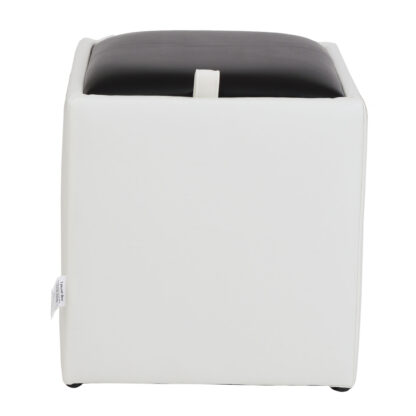 Taburet Box, alb-negru, imitatie piele, 41x37x37 cm - imagine 5