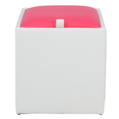 Taburet Box, alb-roz, imitatie piele, 41x37x37 cm - imagine 4