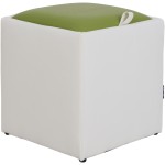 Taburet Box, alb-verde, imitatie piele, 41x37x37 cm - imagine 2