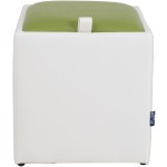 Taburet Box, alb-verde, imitatie piele, 41x37x37 cm - imagine 3